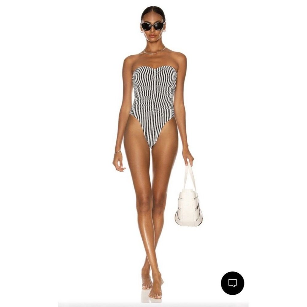 Norma Kamali Slinky Marissa One Piece Ivy & Black Stripe Swim - Picture 6 of 6